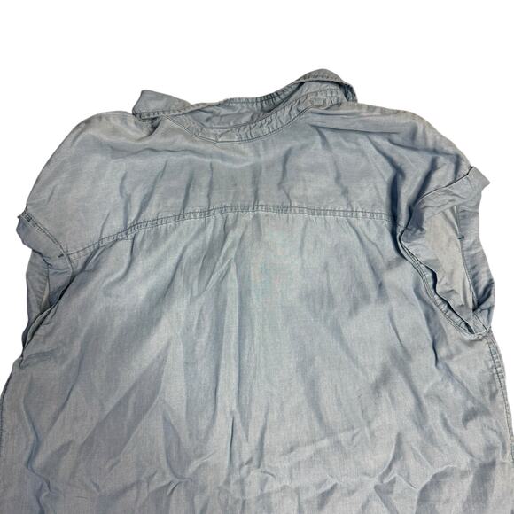 Caffe Marrakesh Women's Tencel Denim Midi Cap Sleeve Dress Tie Dye Hem - Large - Picture 6 of 10